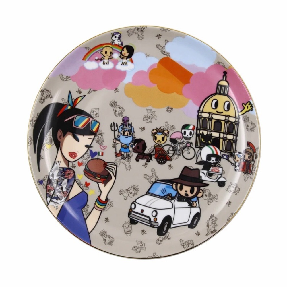 NWT Tokidoki Around the World Series Girl In Rome 8" Ceramic Plate